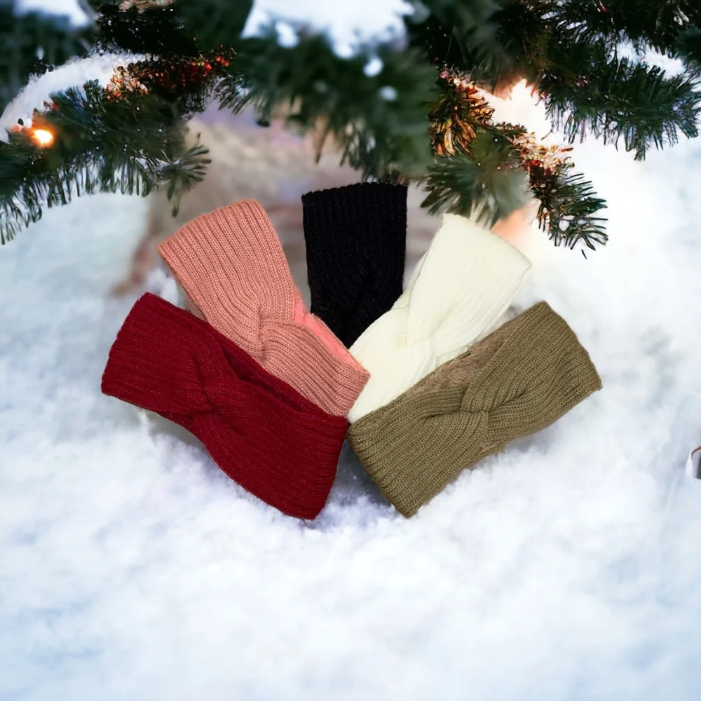 Women’s Winter Headband Ribbed Knit Twisted Knot Fall Cozy Lounge - Picture 2 of 4